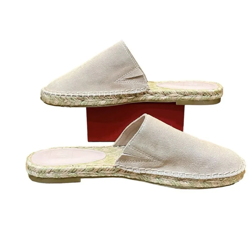 Gap Pink Espadrilles Shoes Mules Slip On Suede Blush Light Pink Flats Woven